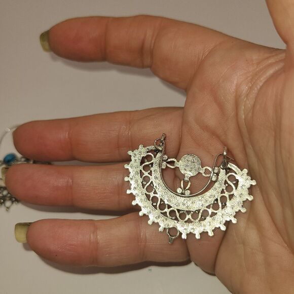 Boho Silver Dangle Earrings - Picture 4 of 6